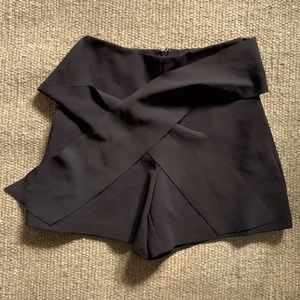 Topshop black tie-front skort